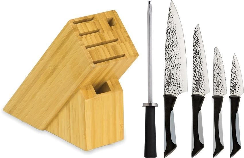 Kershaw Luna 6 Piece Hammered Finish Kitchen Block Knife Set & Sharpener 0620 - Image 2
