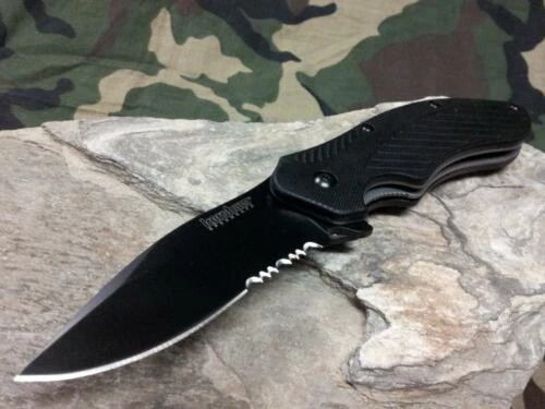 Kershaw Clash Folding Knife A/O Folder Combo Edge Black By: Ken Onion - 1605CKTST - Image 2