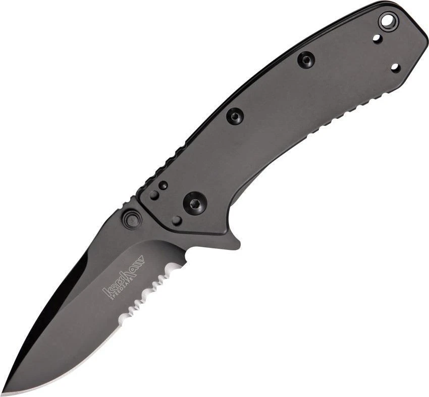 Kershaw Cryo Rick Hinderer Black Serrated Blade A/O Folding Knife 1555BLKST
