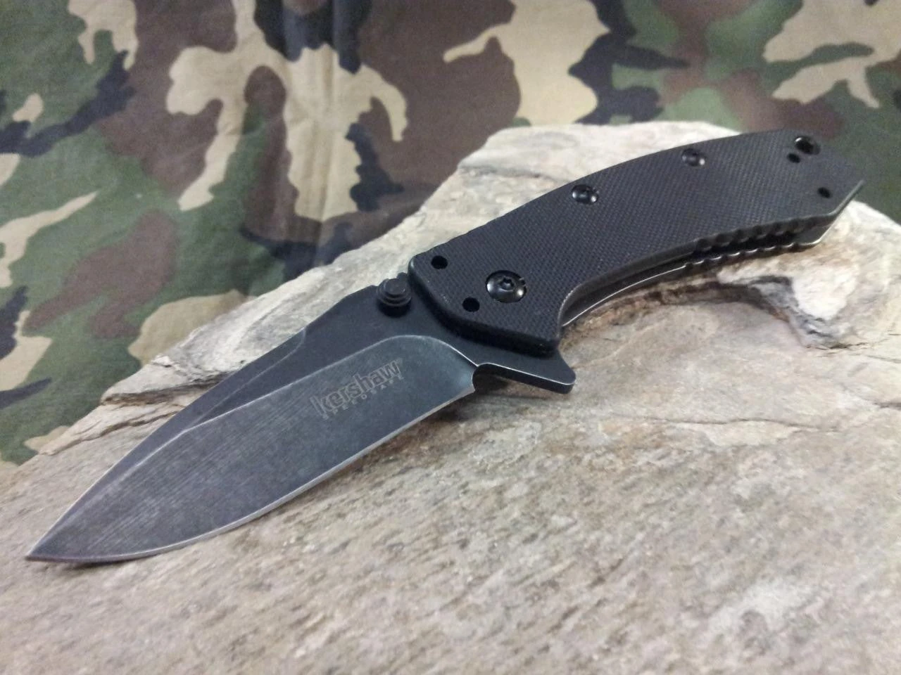 Kershaw Cryo Blackwash Framelock G10 Assisted A/O Flipper Folding Knife 1555G10BW - Image 2