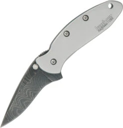 Kershaw Ken Onion Chive Assisted Folding Knife Plain Edge Damascus Blade Stainless Steel Handle 1600DAM