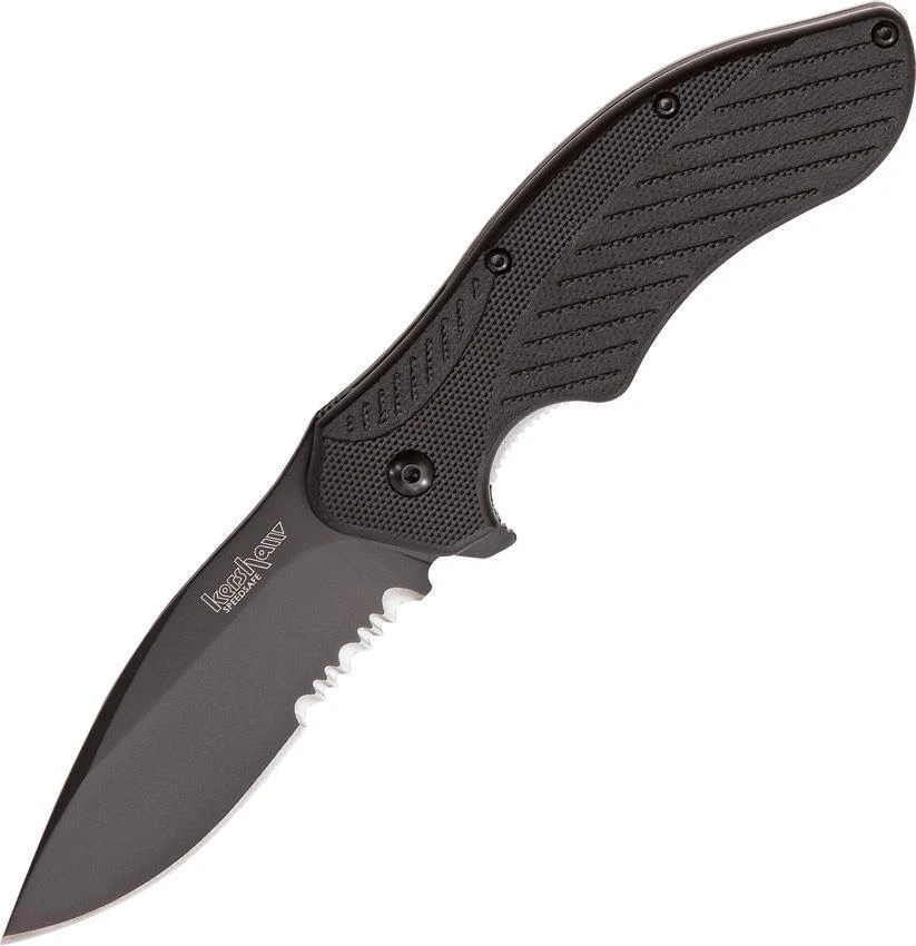 Kershaw Clash Linerlock Black Wash Folding A/O Serrated Blade Knife 1605CKTSTX