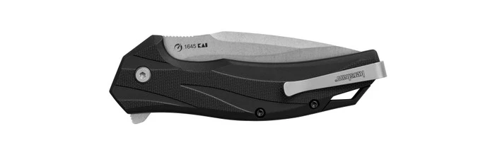 Kershaw Lateral Folding Knife Gray GFN Handle 8Cr13MoV Drop Point With Recurve Plain Edge Stonewash Finish 1645 - Image 2