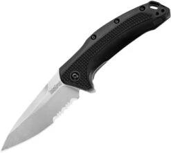 Kershaw Link Linerlock A/O Serrated Blade Black Folding Knife W/ Flipper 1776ST