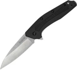 Kershaw Dividend Linerlock A/O Stonewash Blade Black Handle Folding Knife 1812