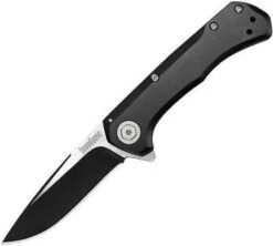 Kershaw Showtime Plain Edge Pocket Knife Black Handle Two Tone Blade 1955