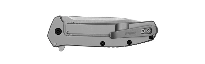 Kershaw Outcome Folding Knife Silver Stainless Steel Handle 8Cr13MoV Clip Point Plain Edge Stonewash Finish 2044 - Image 2