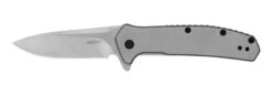Kershaw Outcome Folding Knife Silver Stainless Steel Handle 8Cr13MoV Clip Point Plain Edge Stonewash Finish 2044