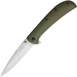 Kershaw AM-4 Framelock A/O Spear Pt Blade Green G10 Handle Folding Knife 2330GRN