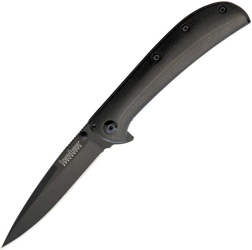 Kershaw AM-3 Framelock A/O Drop Pt Blade Black G10 Handle Folding Knife 2335BLK