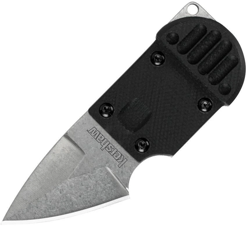 Kershaw AM-6 Fixed Stonewash Black Neck Knife + Sheath 2345