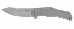 Kershaw Husker Frame Lock Assisted Knife Stainless Handle Plain Stonewash Blade 1380