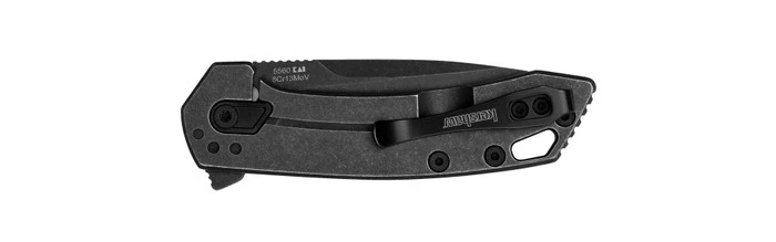 Kershaw Radar Folding Knife Blackwash Stainless Steel Handle 8Cr13MoV Drop Point Plain Edge 5560 - Image 2