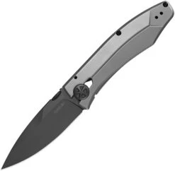 Kershaw Inuendo Frame Lock Knife Gray Stainless Handle Plain Black Blade 3440