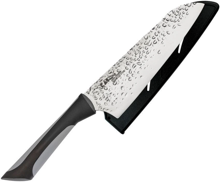 Kershaw 7" Fixed High Carbon Blade Black & Gray Kitchen Luna Santoku Knife 7064 - Image 2