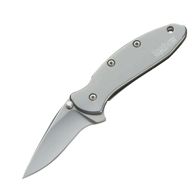 Kershaw Ken Onion Chive Folding Knife Plain Edge Blade Stainless Steel Handle W/ Neck Sheath 1600