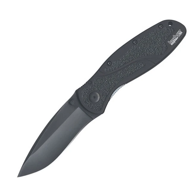 Kershaw KO Blur Liner Lock Knife Black Aluminum Handle Plain Black Blade 1670BLK
