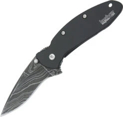 Kershaw Scallion Framelock A/O Damascus Speed Safe Black Folding Knife 1620DAMBK
