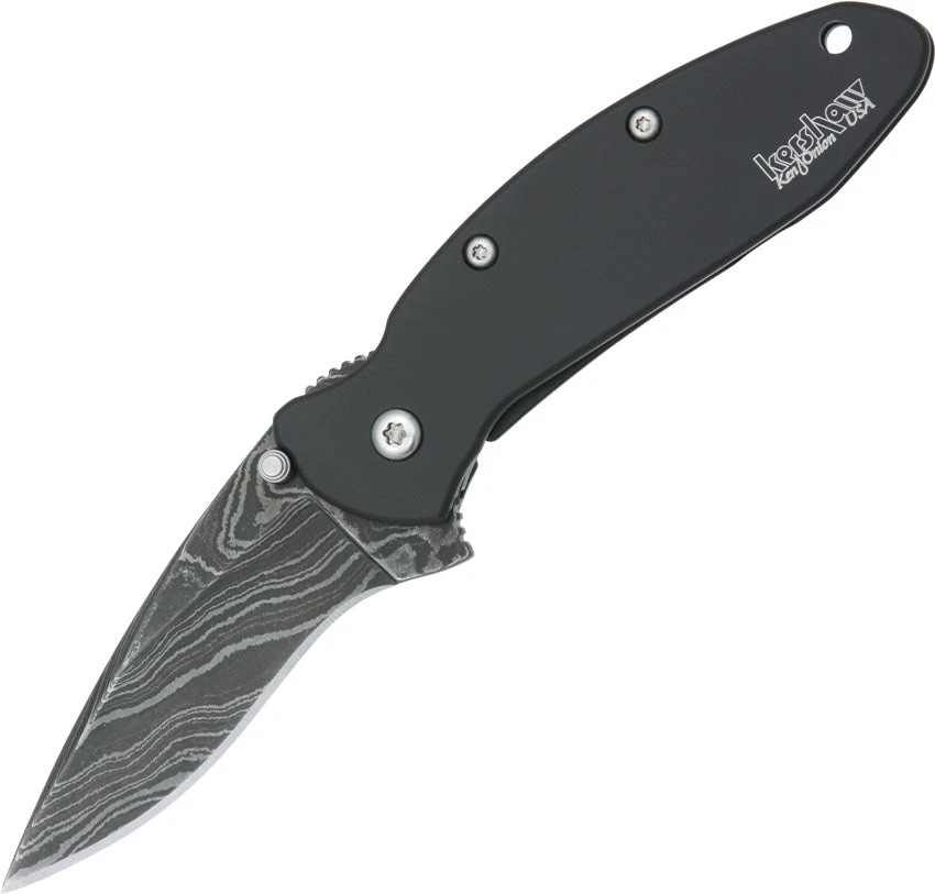 Kershaw Scallion Framelock A/O Damascus Speed Safe Black Folding Knife 1620DAMBK