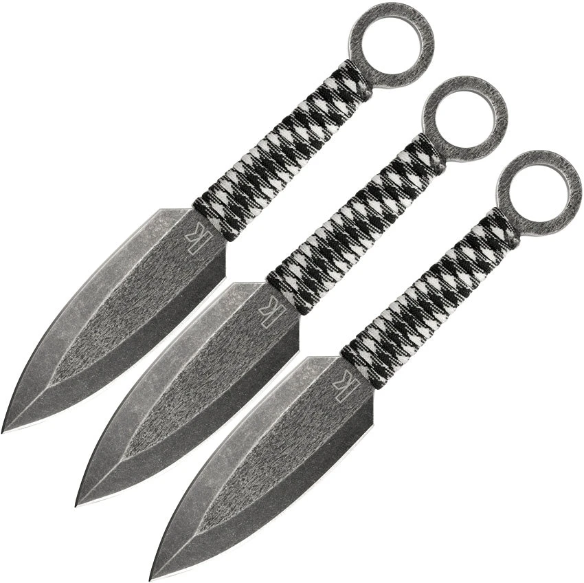 Kershaw Ion 9" Blackwash Throwing Knife Set Of 3 Stainless Fixed Thrower 1747BWX