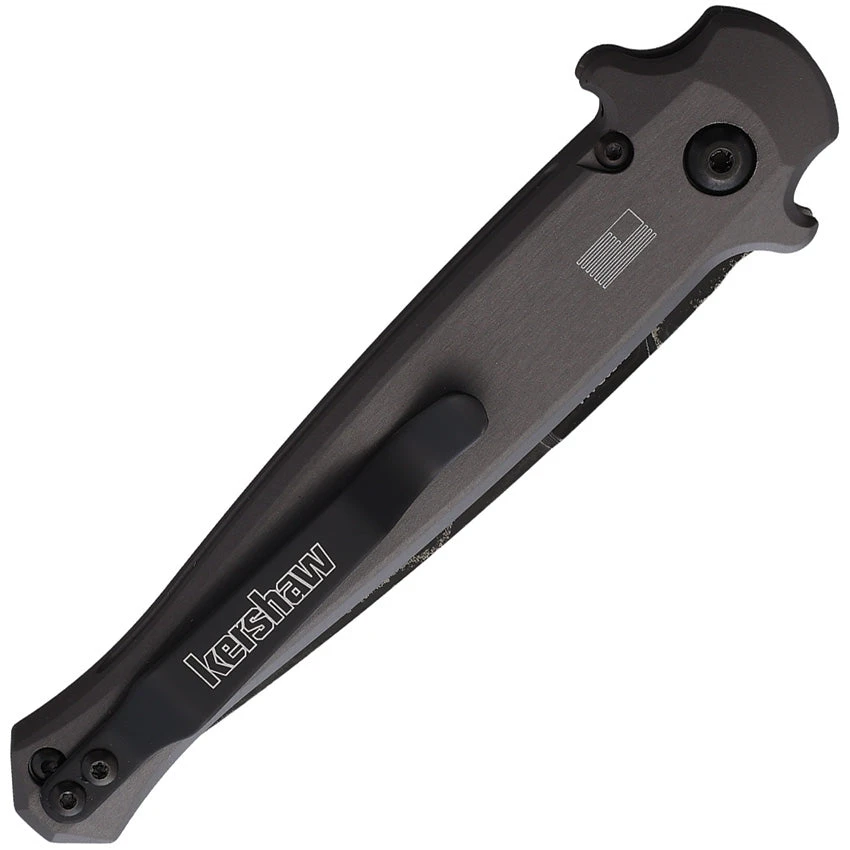 Kershaw Automatic Launch 8 Knife Button Lock Black Aluminum & CF Damascus Blade 7150DAM - Image 2