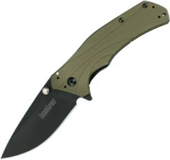Kershaw Knockout Framelock A/O Factory Second Green Aluminum Folding Knife X1870OLBLKB