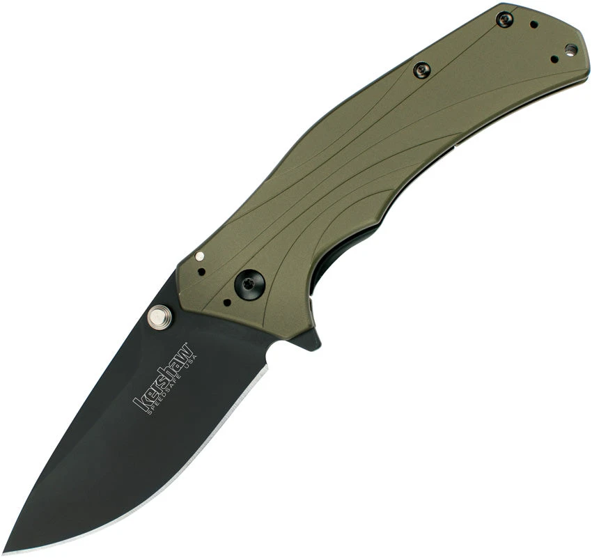 Kershaw Knockout Framelock A/O Factory Second Green Aluminum Folding Knife X1870OLBLKB