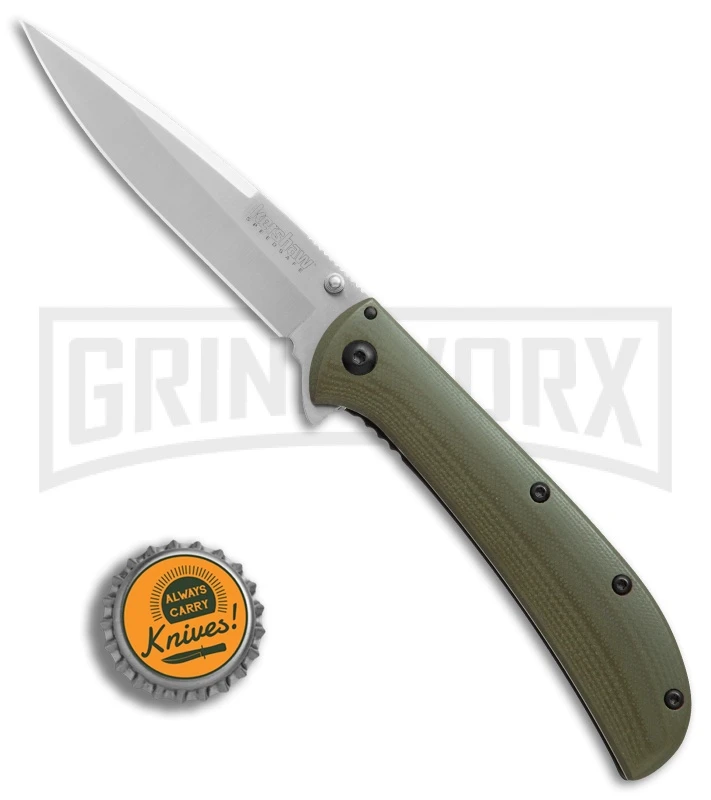 Kershaw Al Mar AM-4 Green G-10 Assisted Opening Knife - Satin Plain - Image 4