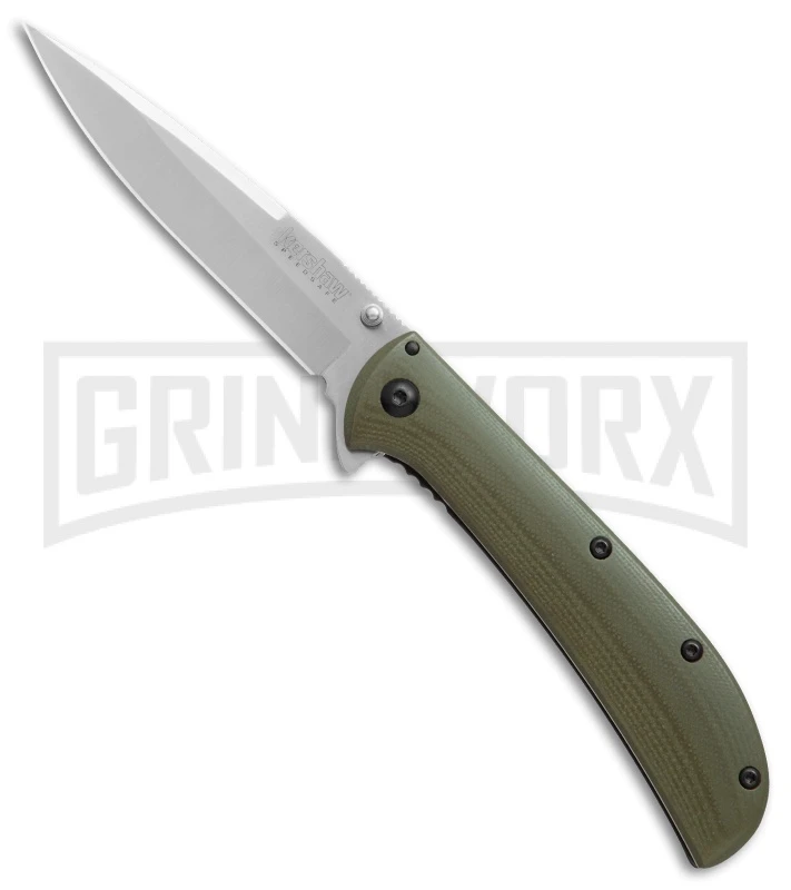 Kershaw Al Mar AM-4 Green G-10 Assisted Opening Knife - Satin Plain