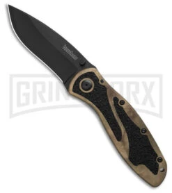 Kershaw Blur Tan Camo Assisted Opening Knife - Black Plain