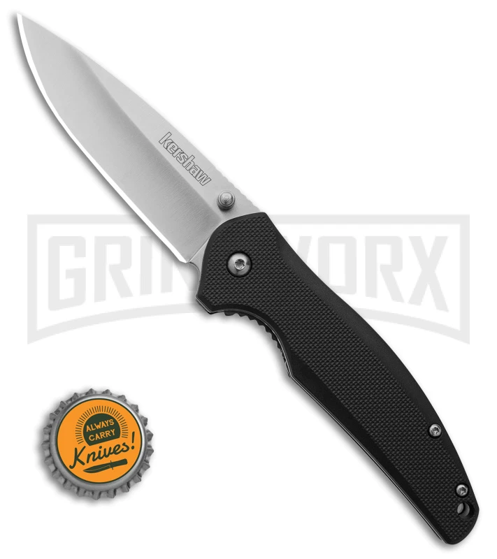 Kershaw Bowser Black Nylon Liner Lock Knife - Satin Plain - Image 4