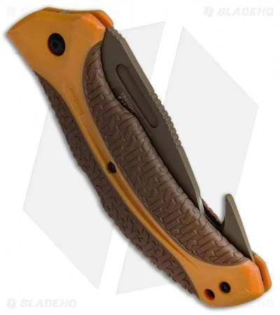 Kershaw Buck Commander Lonerock Folding Guthook Lock Back Knife (3.5" Brown) - Image 3