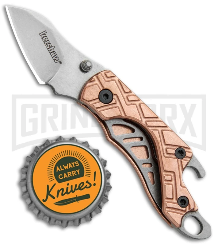 Kershaw Copper Cinder Keychain Knife Bottle Opener - Stonewash - Image 4