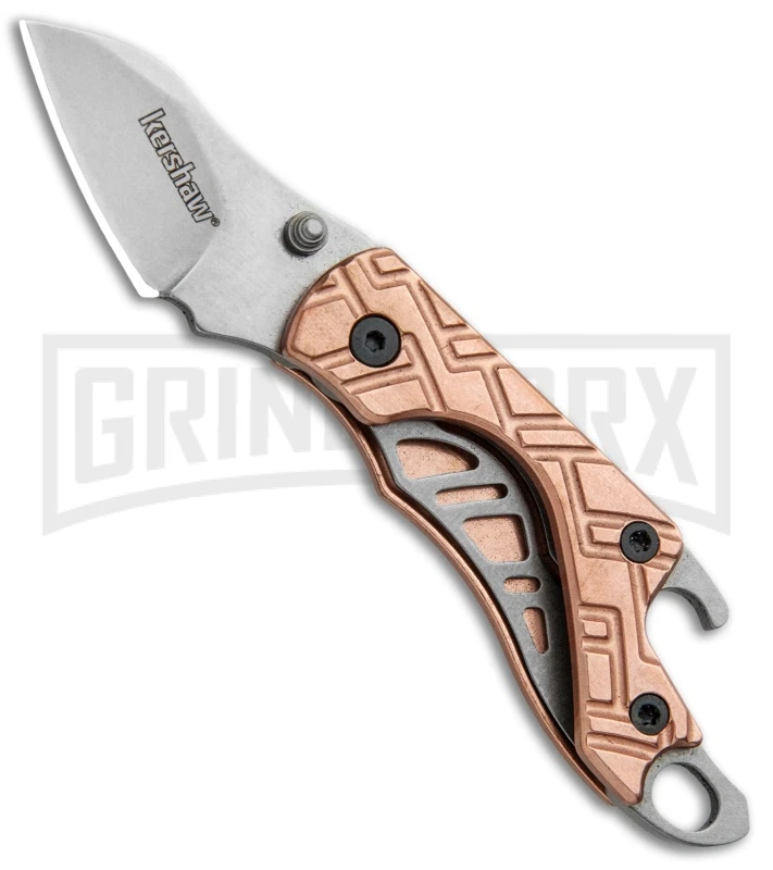 Kershaw Copper Cinder Keychain Knife Bottle Opener - Stonewash