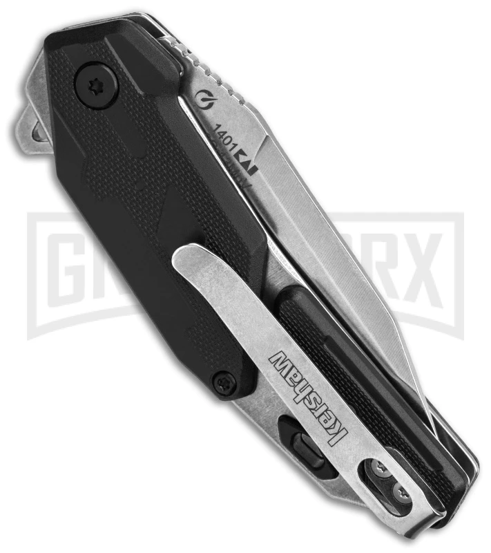 Kershaw Jetpack Black/Gray Spring Assisted Knife - Tanto Stonewash Plain - Image 3