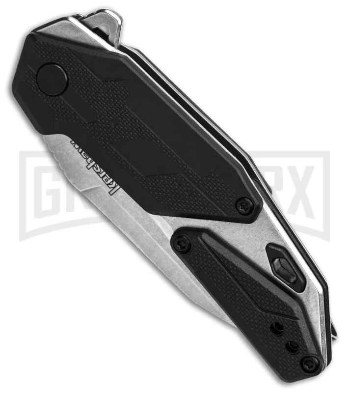 Kershaw Jetpack Black/Gray Spring Assisted Knife - Tanto Stonewash Plain - Image 2