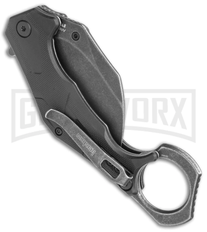 Kershaw Outlier Black GRN Assisted Folding Karambit - Black Stonewash Plain - Image 3