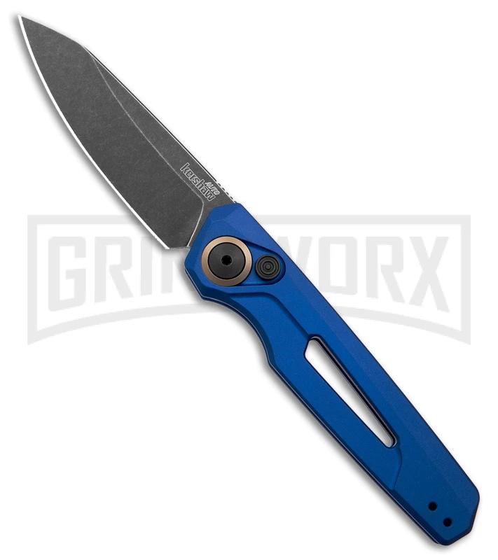 Kershaw Launch 11 Blue Aluminum Automatic Knife - Blackwash Plain