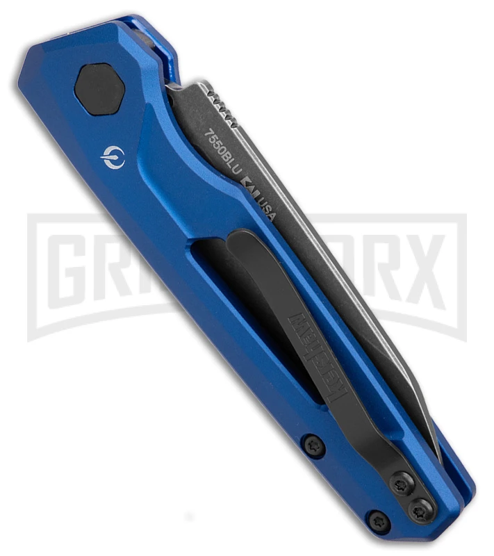 Kershaw Launch 11 Blue Aluminum Automatic Knife - Blackwash Plain - Image 3