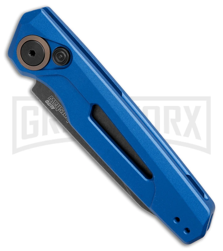 Kershaw Launch 11 Blue Aluminum Automatic Knife - Blackwash Plain - Image 2