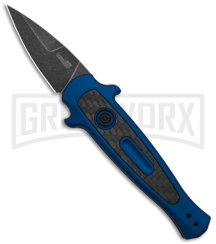 Kershaw Launch 12 CA Legal Blue/CF Mini Stiletto Automatic Knife - Black SW