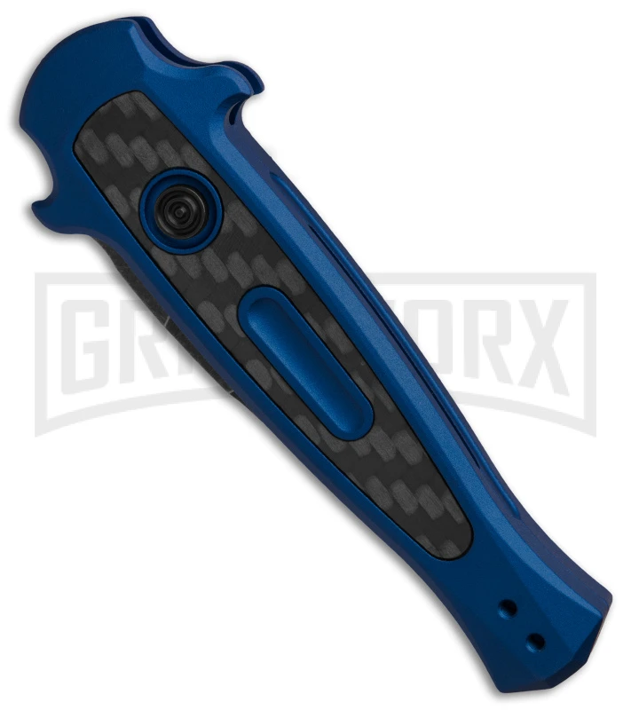 Kershaw Launch 12 CA Legal Blue/CF Mini Stiletto Automatic Knife - Black SW - Image 2