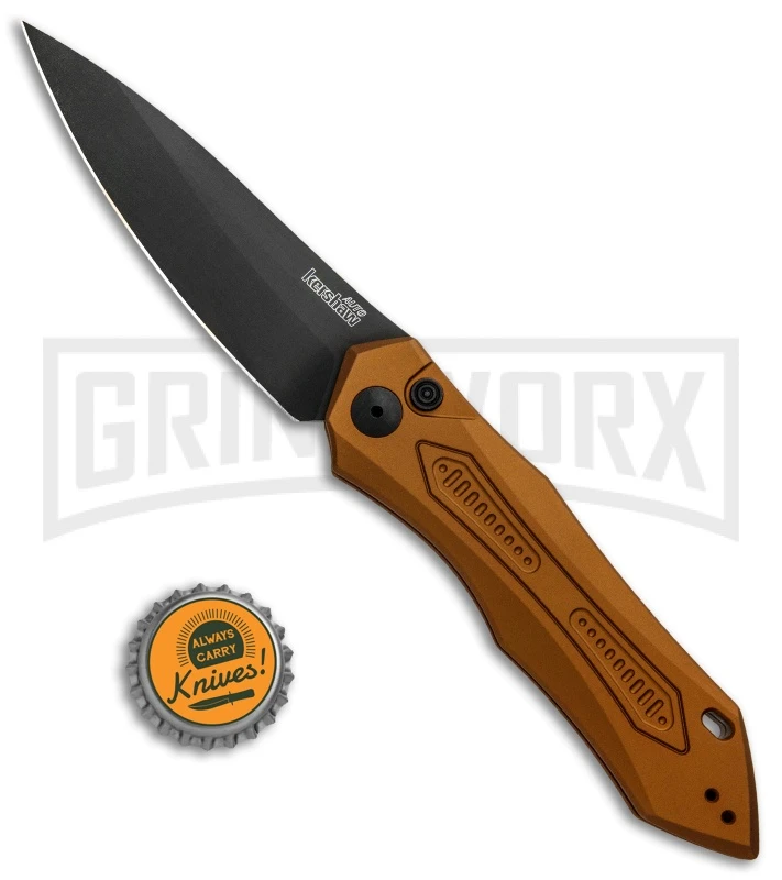 Kershaw Launch 6 Bronze Automatic Knife - Black Plain - Image 4