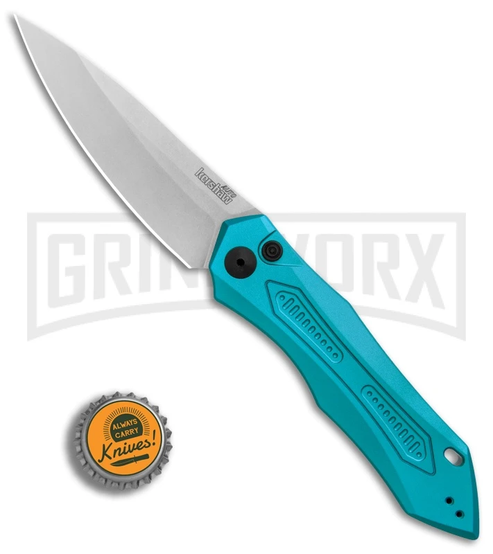 Kershaw Launch 6 Teal Automatic Knife - Stonewash Plain - Image 4