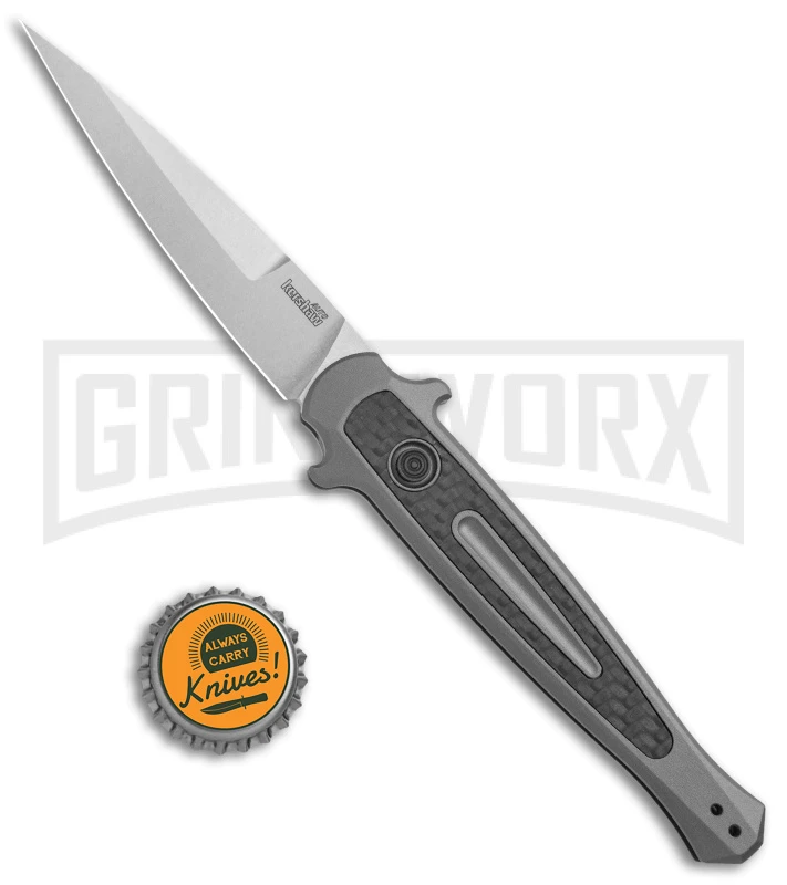 Kershaw Launch 8 Gray Automatic Stilletto Knife - Stonewash Plain - Image 4
