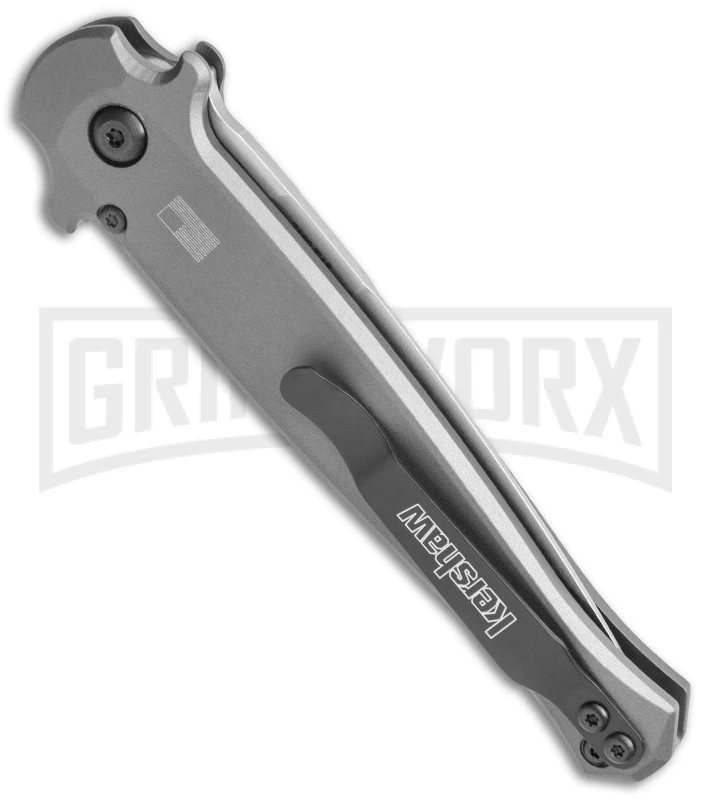 Kershaw Launch 8 Gray Automatic Stilletto Knife - Stonewash Plain - Image 3