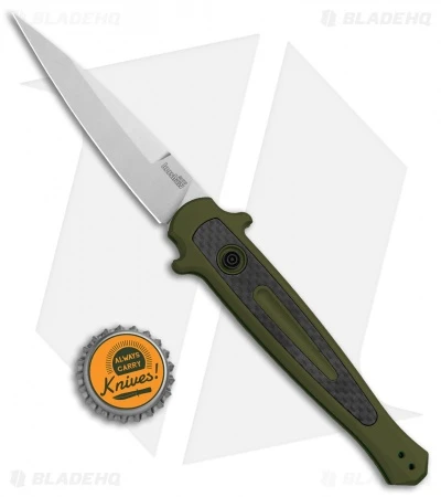 Kershaw Launch 8 Stiletto Automatic Knife Green/CF (3.5" Stonewash) - Image 4