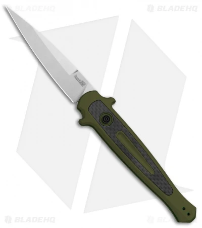 Kershaw Launch 8 Stiletto Automatic Knife Green/CF (3.5" Stonewash)