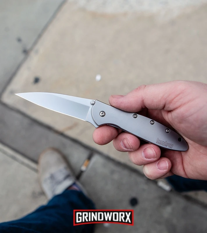 Kershaw Leek Olive Spring Assisted Knife - Bead Blast Plain - Image 4