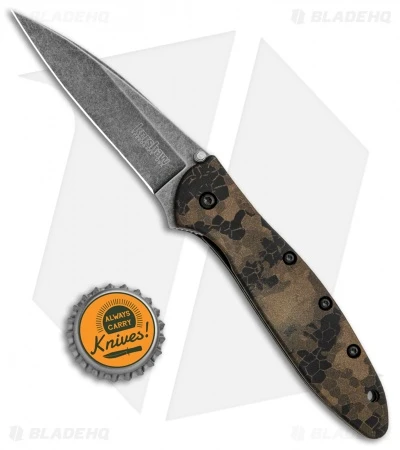 Kershaw Leek Spring Assisted Knife A/O Digital Brown (3" Black SW) 1660DEB - Image 4